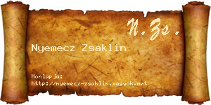 Nyemecz Zsaklin névjegykártya
